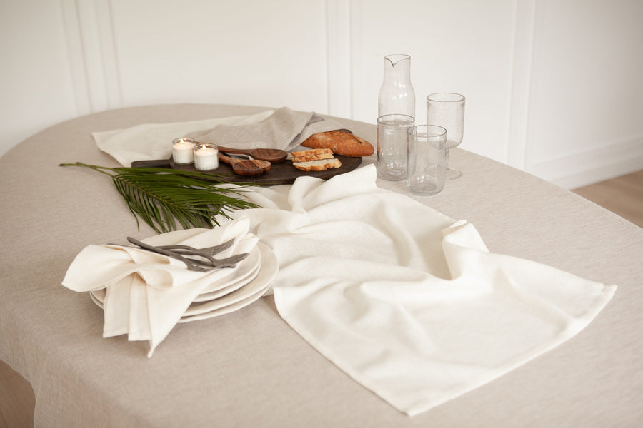 Keten Dokulu Vizon Masa Örtüsü 1.40x2.40