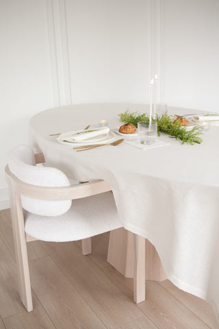 Keten Dokulu Krem Masa Örtüsü 1.40x2.40