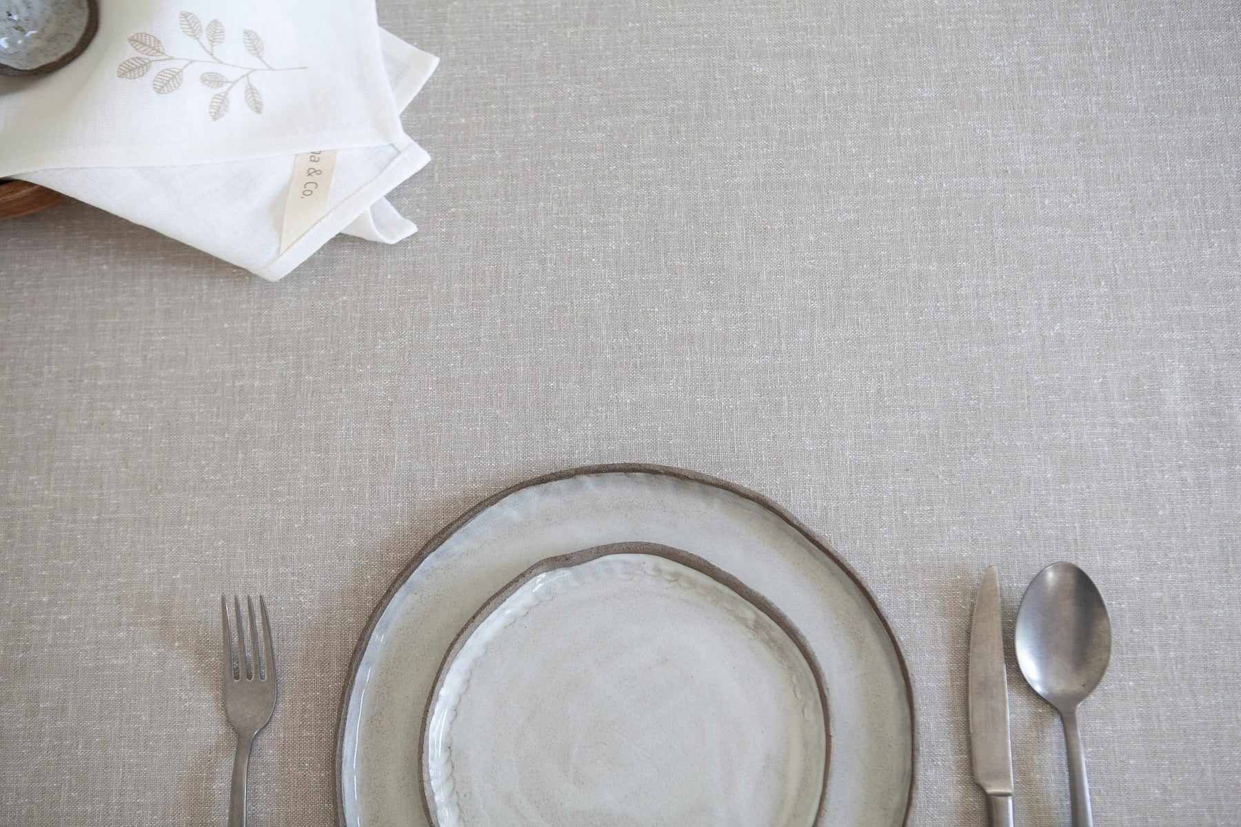 Keten Dokulu Vizon Masa Örtüsü 1.40x2.40