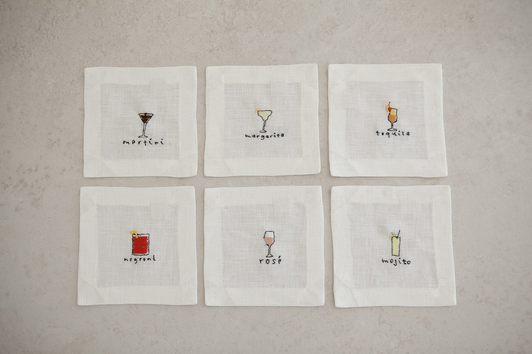 Kokteyl Nakışlı Bardak Altlığı 6’lı Set