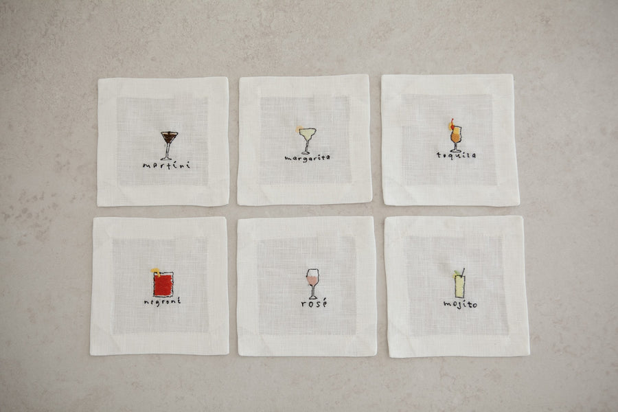 Kokteyl Nakışlı Bardak Altlığı 6’lı Set