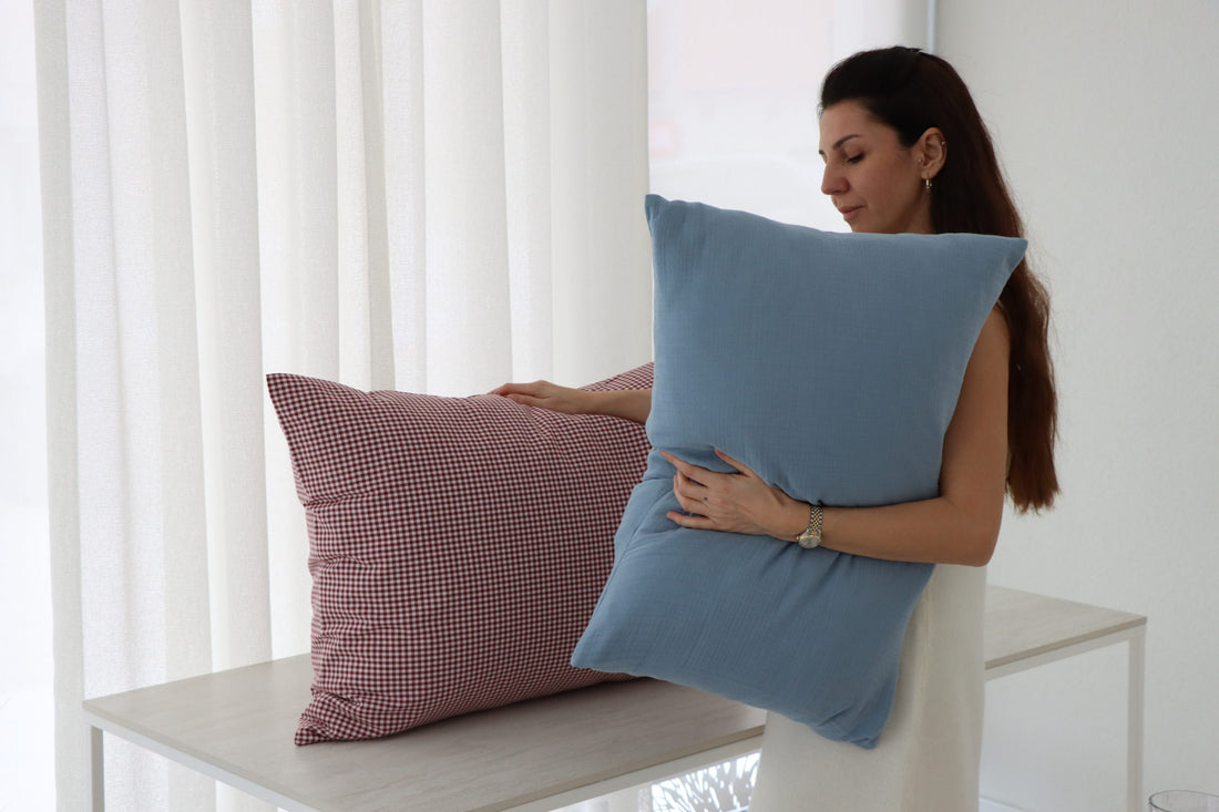 Mavi Müslin Yastık Kılıfı 2’li Set