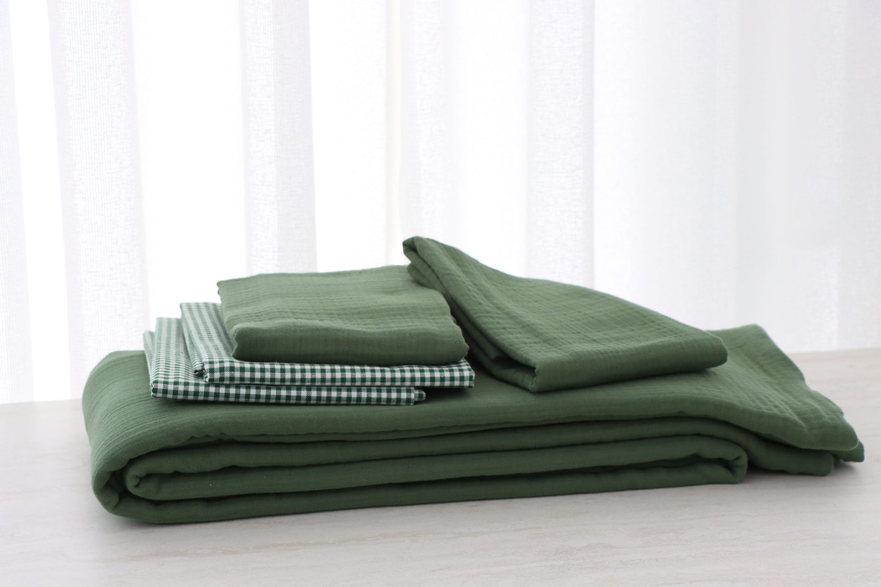 Yeşil Müslin Yastık Kılıfı 2’li Set