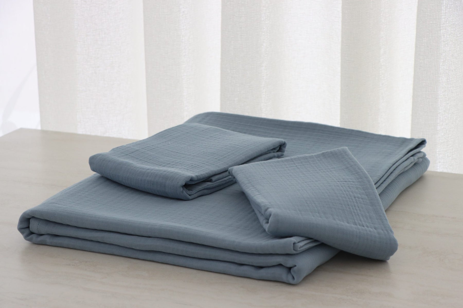 Mavi Müslin Yastık Kılıfı 2’li Set