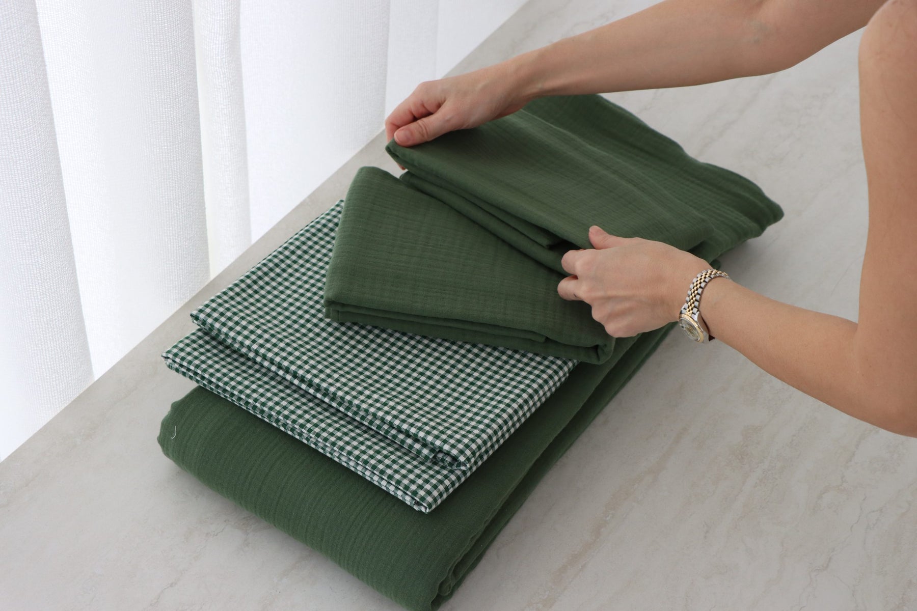 Yeşil Müslin Yastık Kılıfı 2’li Set