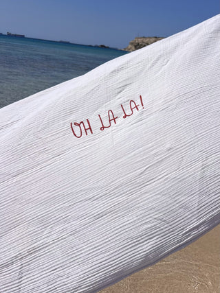 Oh La La! Nakışlı Müslin Plaj Havlu Seti