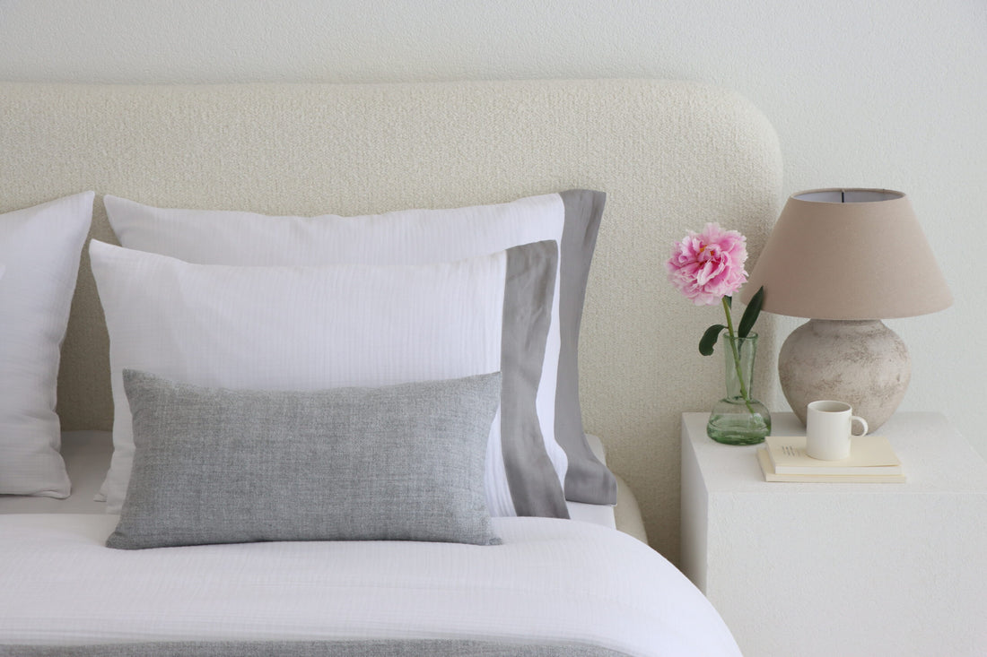 Gri Bordürlü Yastık Kılıfı 2’li Set