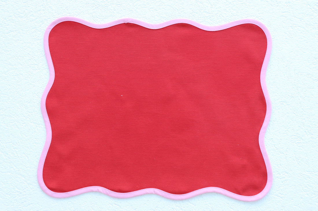 Pembe Biyeli Kırmızı Amerikan Servis 2’li Set