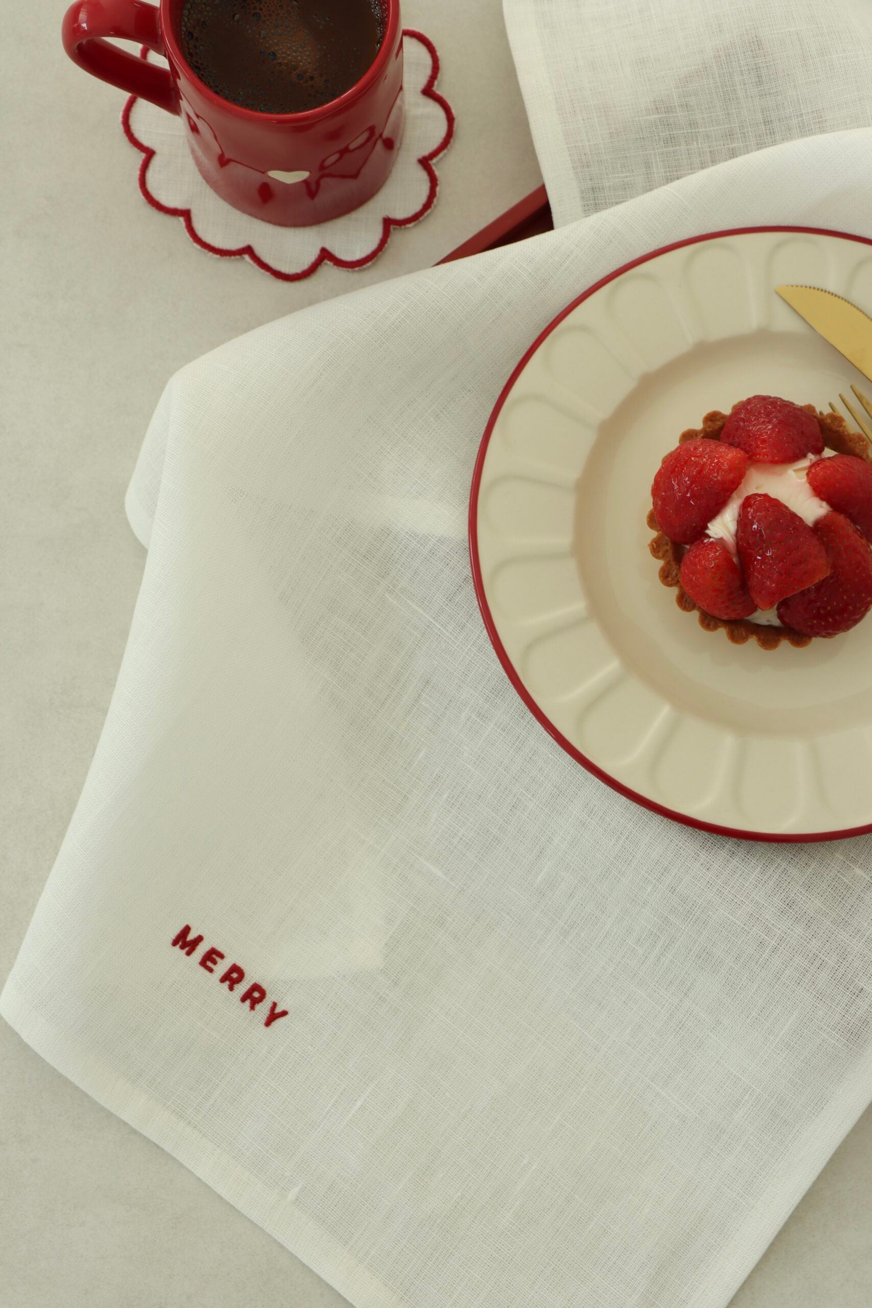 Mery Nakışlı Keten Servis Peçetesi