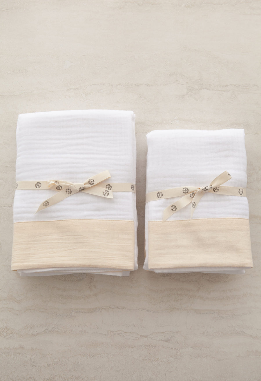 Krem Bordürlü Yastık Kılıfı 2’li Set