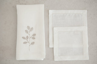 Krem Nakışlı Bardak Altlığı 4’lü Set