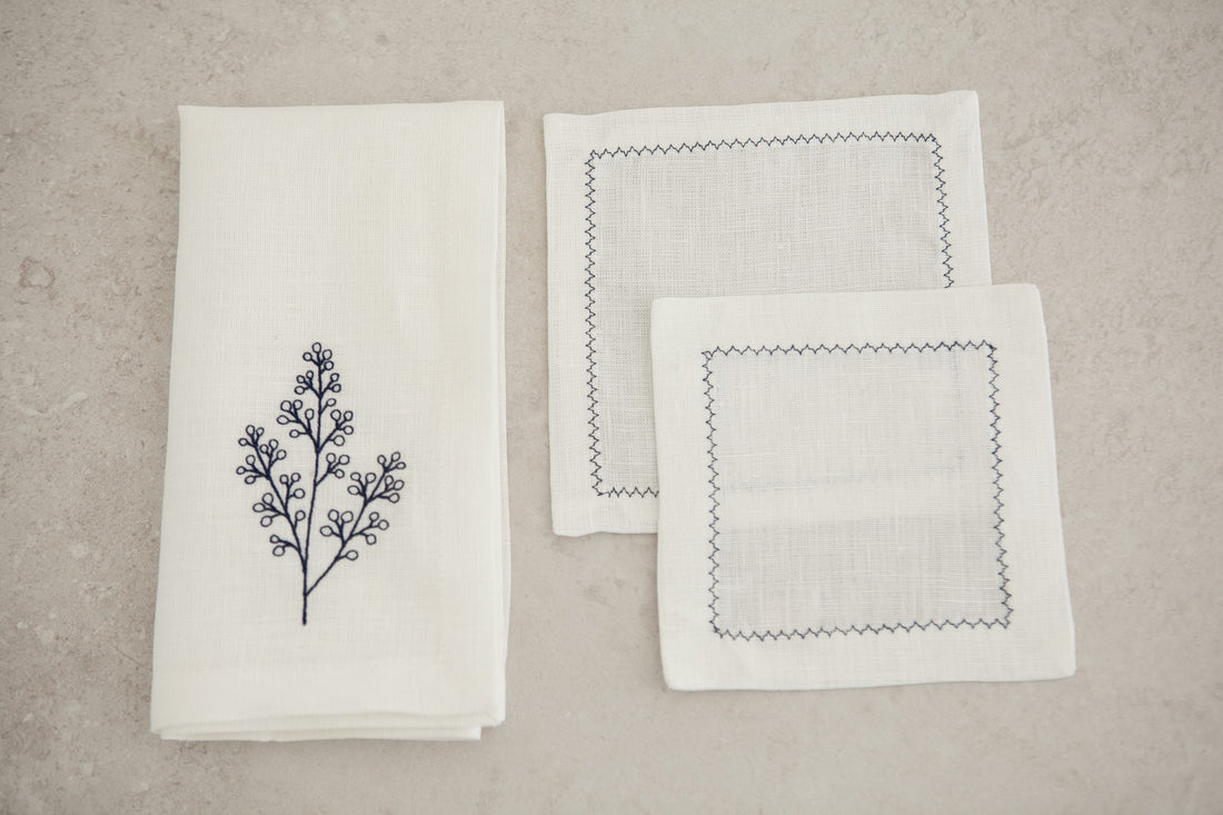 Mavi Nakışlı Bardak Altlığı 4’lü Set