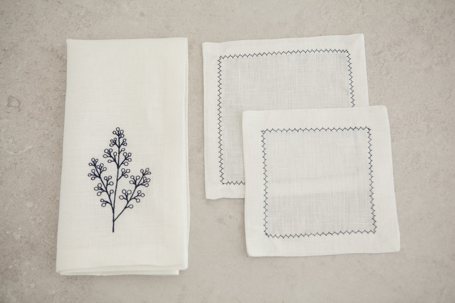 Mavi Nakışlı Bardak Altlığı 4’lü Set