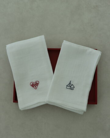 Kalp Ve Ev Nakışlı Müslin Peçete