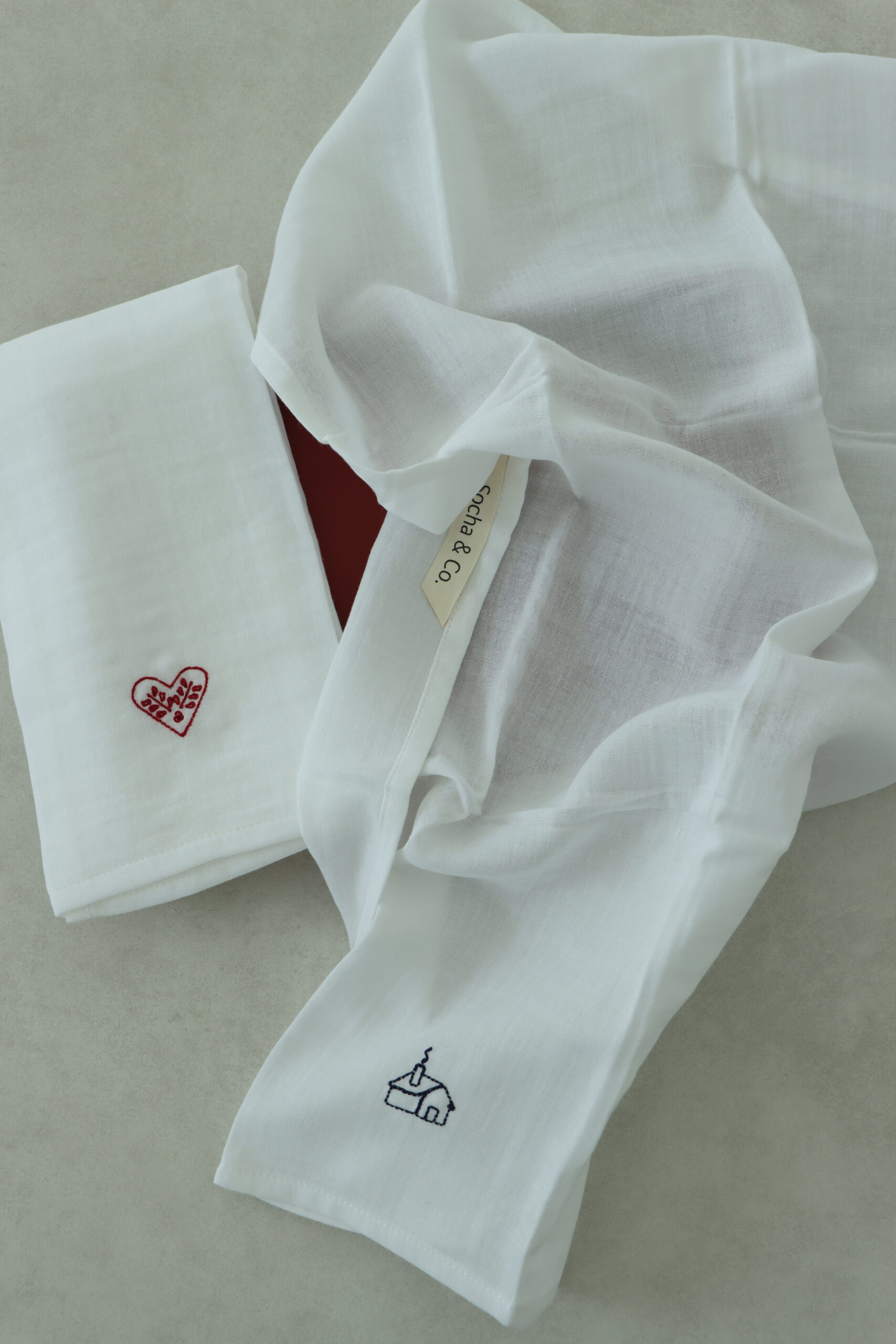 Kalp Ve Ev Nakışlı Müslin Peçete - Görsel 2