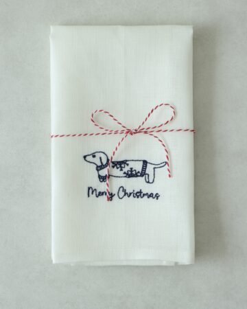 Köpek Nakışlı Keten Servis Peçetesi