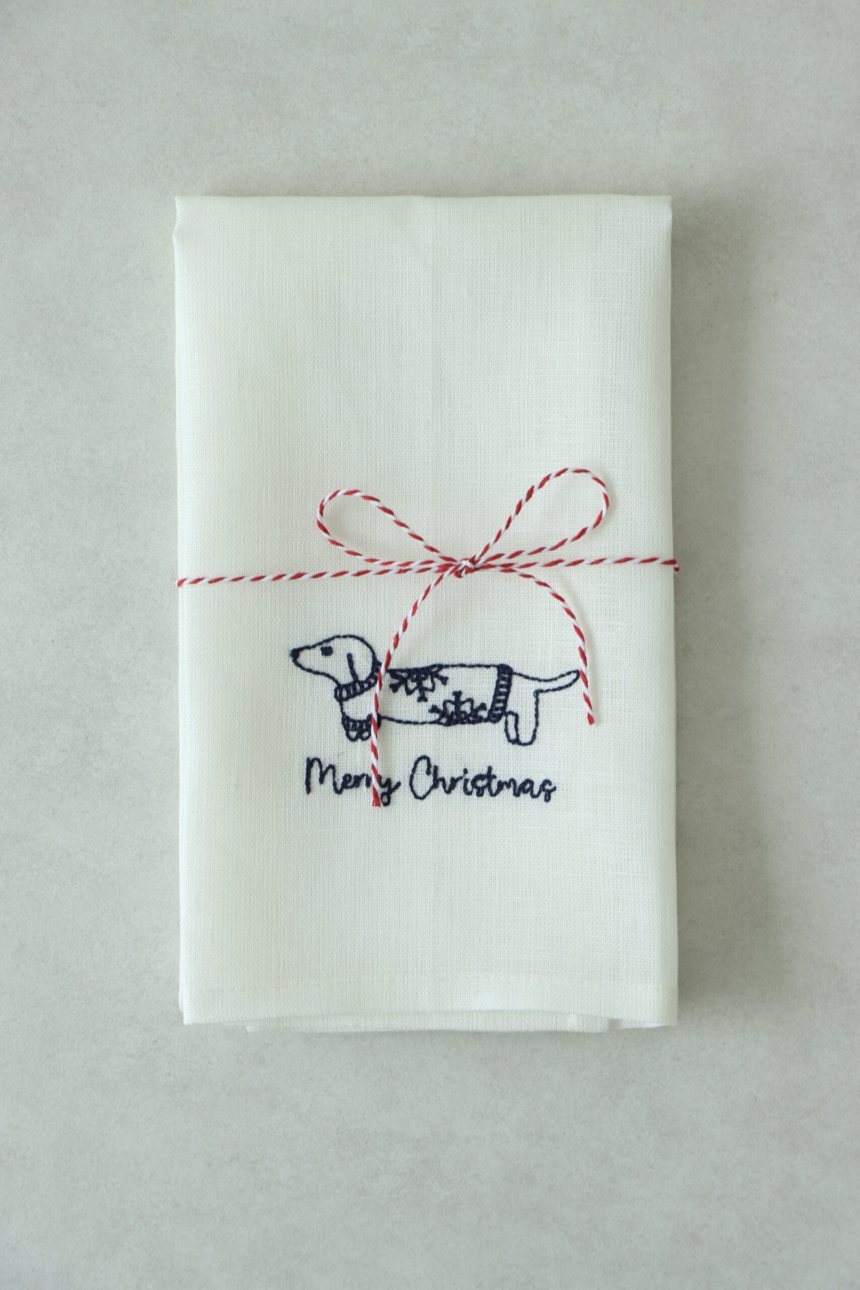 Köpek Nakışlı Keten Servis Peçetesi