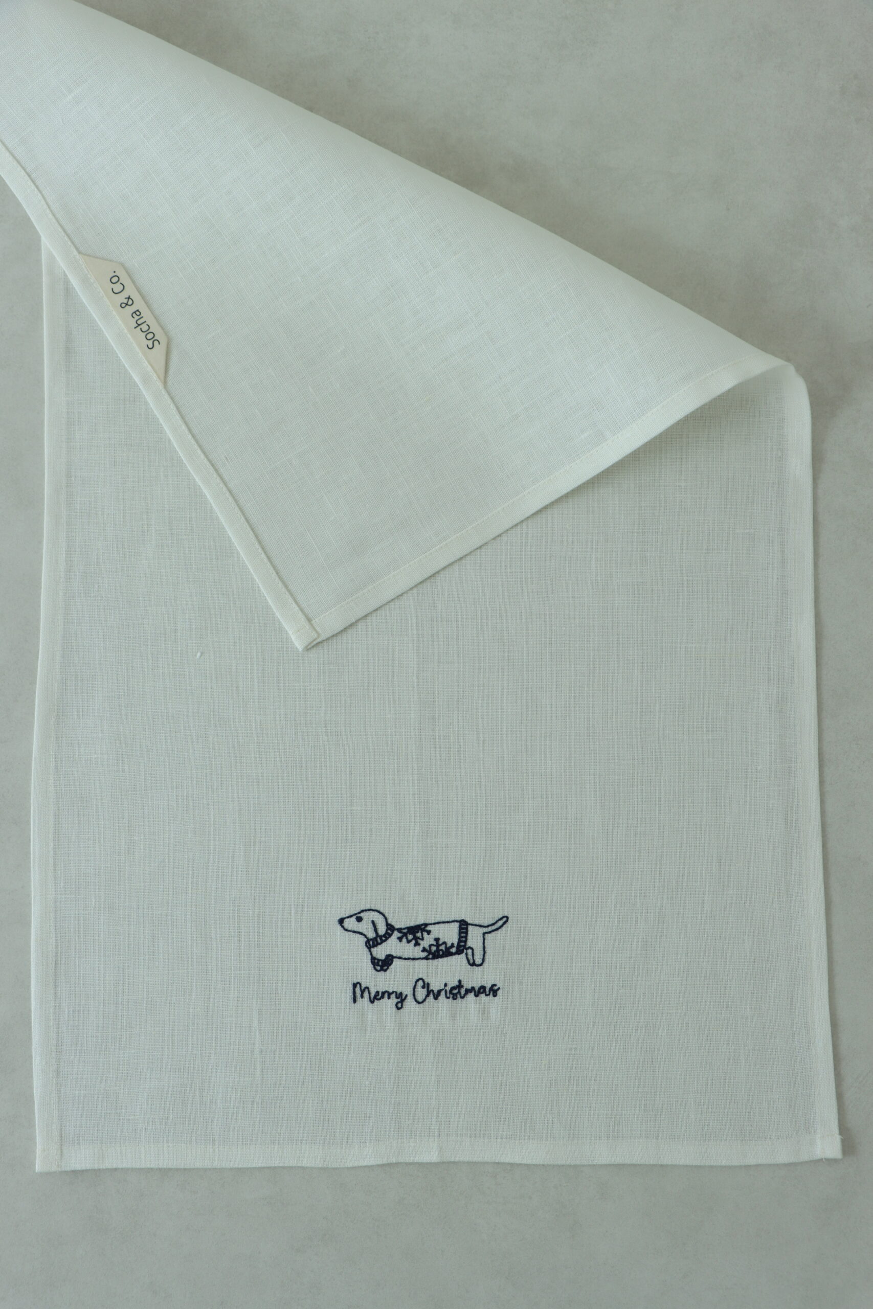 Köpek Nakışlı Keten Servis Peçetesi - Görsel 2