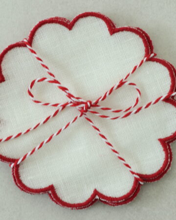 Kırmızı Biye Detaylı Bardak Altlığı Seti