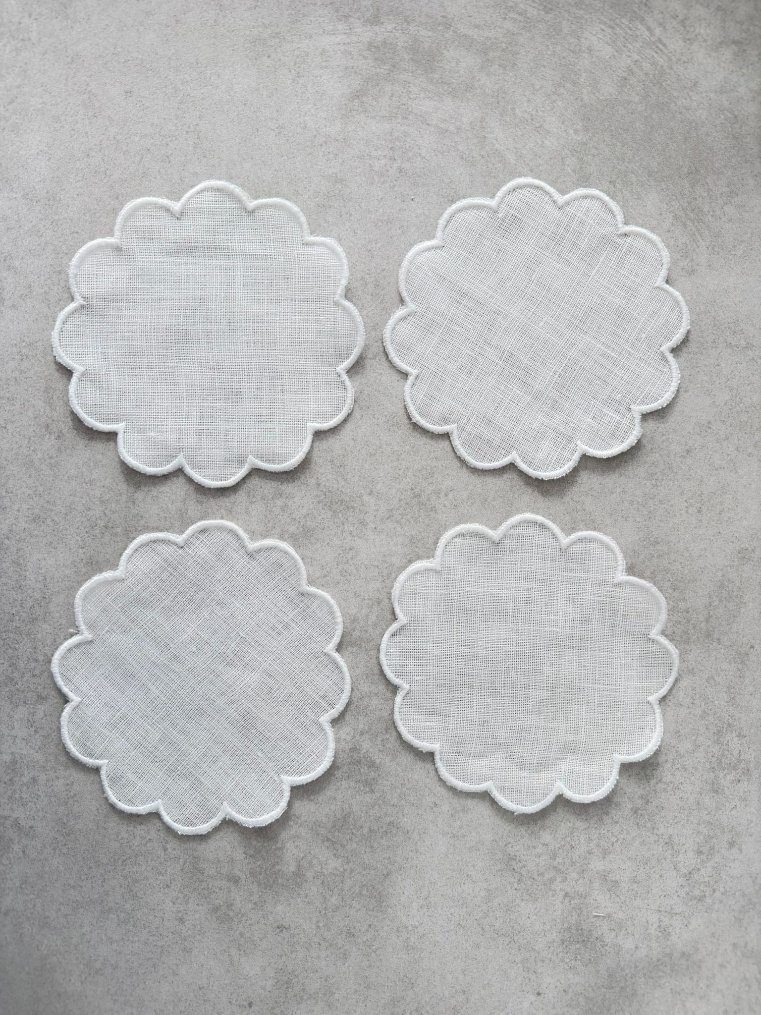Beyaz Biye Detaylı Bardak Altlığı Seti - Görsel 3